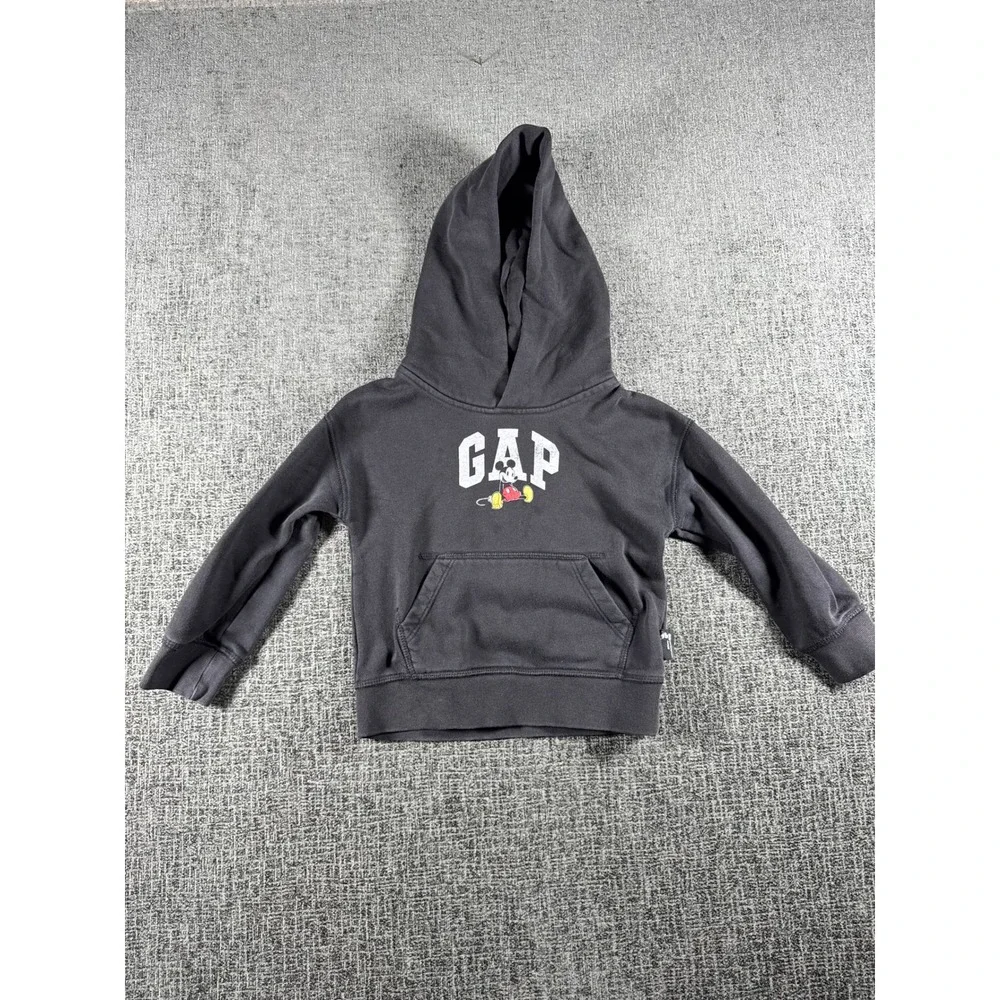 Gap x Disney Mickey Mouse Hoodie Toddler Boys 3T‎ Faded Black Arch Sweatshirt